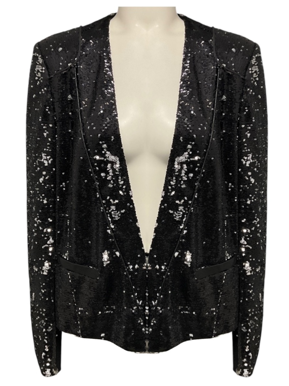 MAJE BLACK / SILVER SEQUINED DOUCETTE BLAZER JACKET